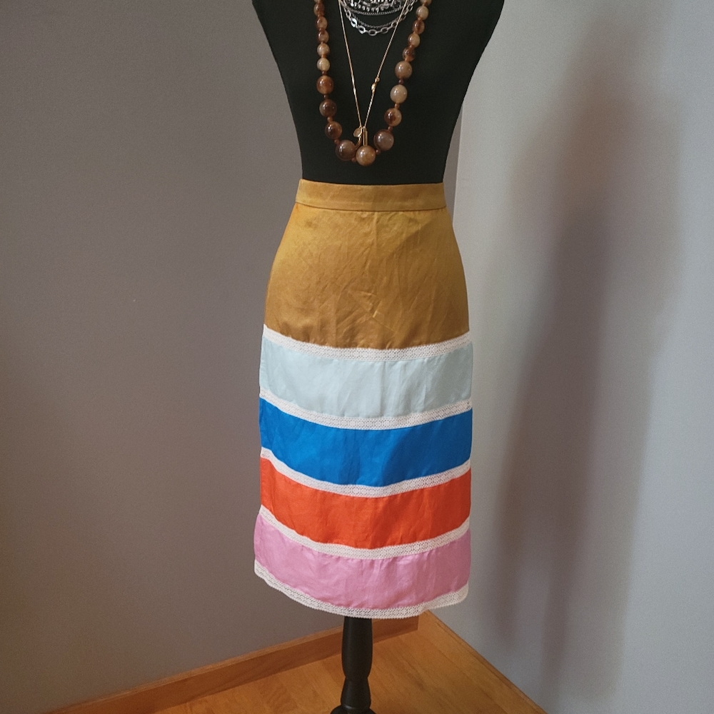 J. Crew Crochet Ribbon Pencil Skirt in Colorblock